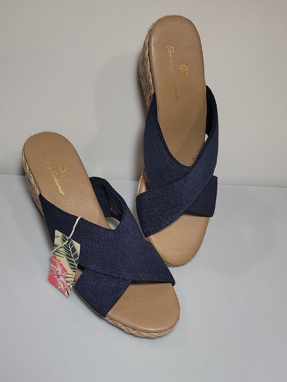 NWT W/o Box Tommy Bahama Suzette Wedge Navy Blue  Sandals/ Espadrilles Size 8.5